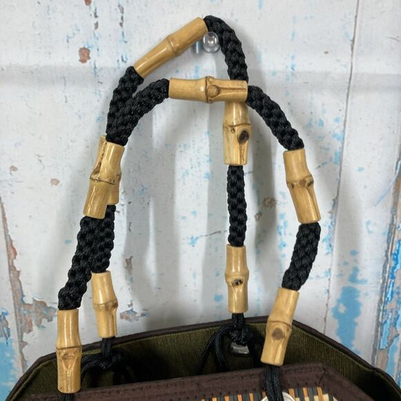 Tico Collection Weave Top Handle Bag Bamboo Bead Handle Adjustable - Picture 2 of 5
